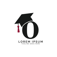 Letter O with Graduation Cap Logo. Alphabet O Education Hat icon
