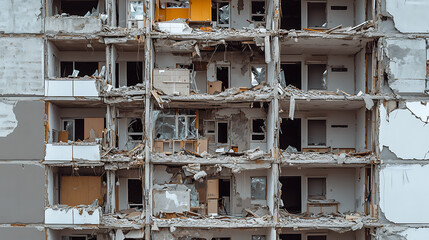 Apartment building severely damaged after earthquake