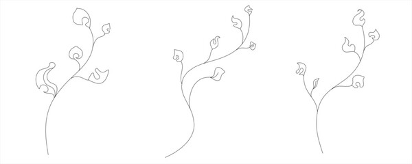 Minimalist branches and leaves seamless pattern 