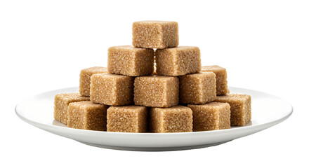 Brown Sugar Cubes: Sweet Image on Transparent  background
