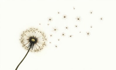 Dandelion releasing delicate seeds