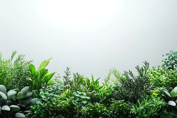 Obraz premium Vibrant Green Plants in a Garden Setting