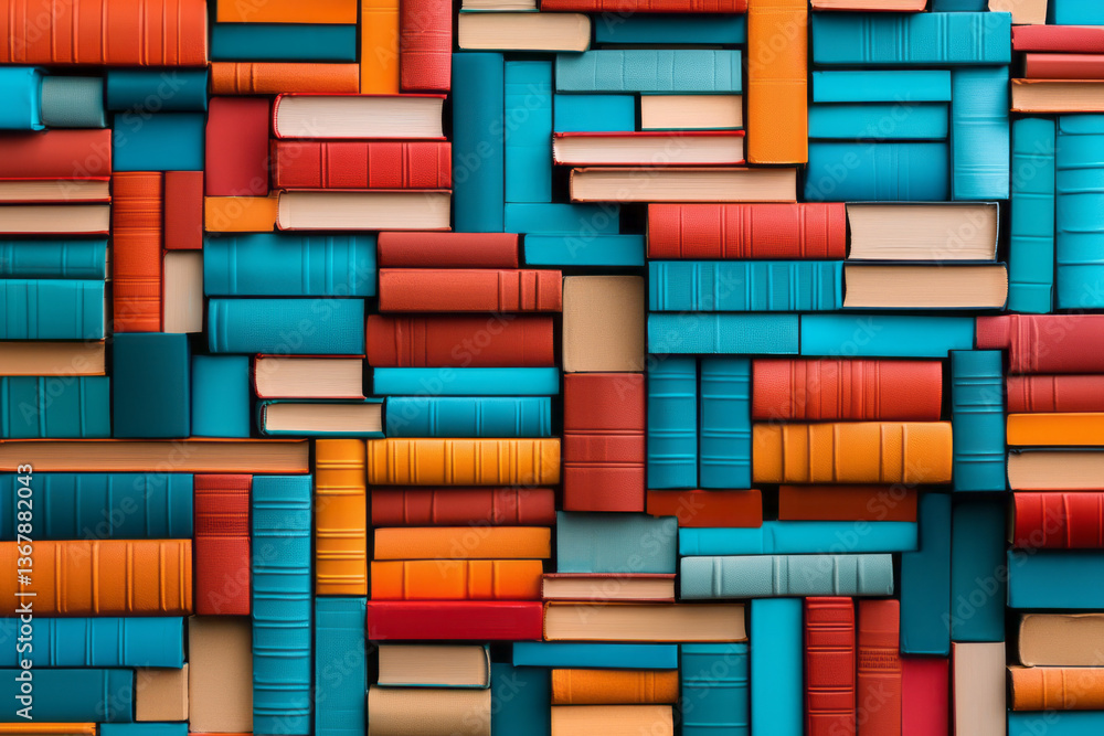 Aufkleber a visually compelling arrangement of stacked books, creatively positioned to symbolize learning,