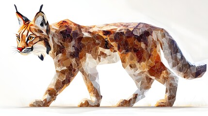 Abstractly designed cat figure created using minimalist triangle shapes in a polygonal style artwork