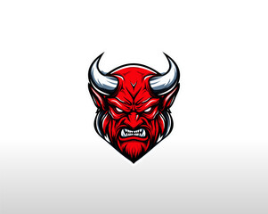 A striking, forward-facing red devil head logo design rendered in bold team colors of red and white
