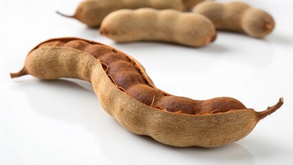Obraz premium Whole Tamarind Pod on White Background