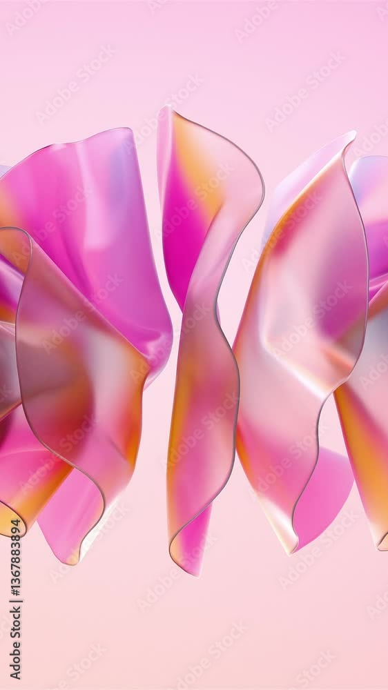Poster organically animated shapes. abstract paper animation. fluid shapes with rainbow gradient. modern de