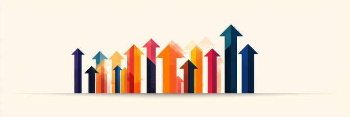 Obraz premium Vector graphic design of multiple vivid arrows pointing upward, highlighting the concept of growth,