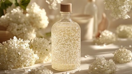 Hydrating facial toner, floral backdrop