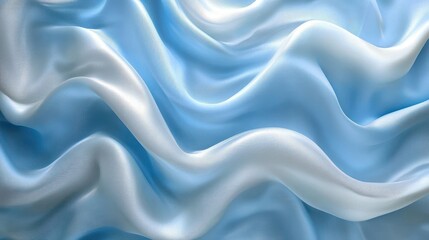 Obraz premium Blue silk fabric waves, soft texture background, design, fashion