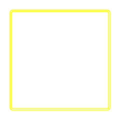 Glowing neon square frame in yellow color