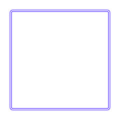 Glowing neon square frame in lilac color