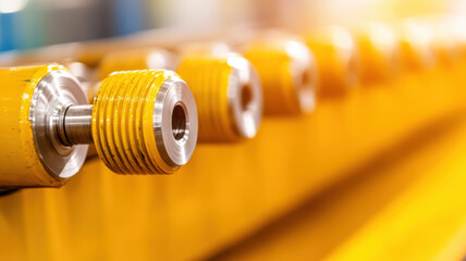 Obraz premium Steel components in manufacturing plant showcase precision engineering and robust design essential for industrial applications