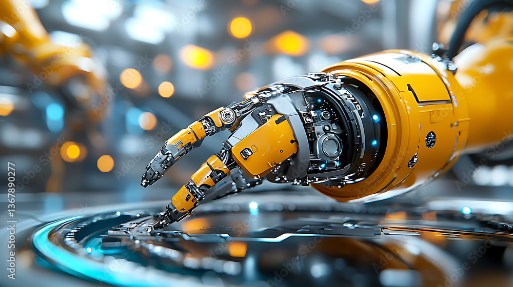 Aufkleber robotic arm precision engineering futuristic factory high-tech imagery industrial setting close-up v