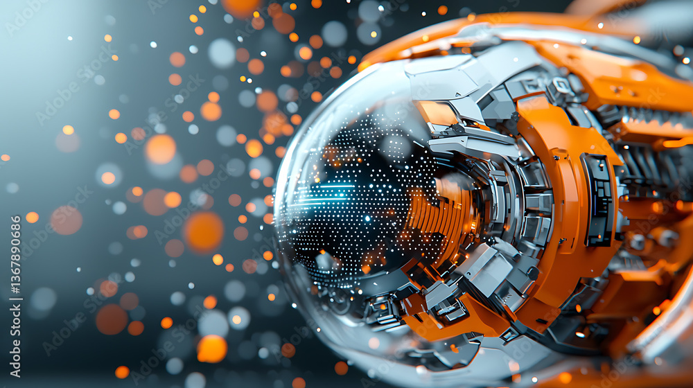 Poster dynamic futuristic technology exploration digital space 3d rendering sci-fi environment close-up vie