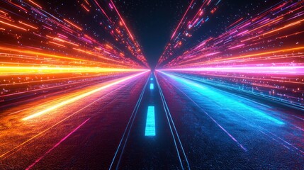 Obraz premium Futuristic neon highway
