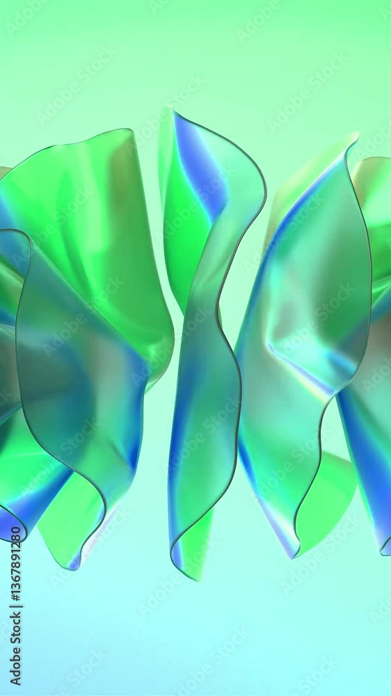 Poster organically animated shapes. abstract paper animation. fluid shapes with rainbow gradient. modern de