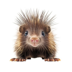 Prickly Porcupine with Quills Spread Out Isolated on Transparent Background