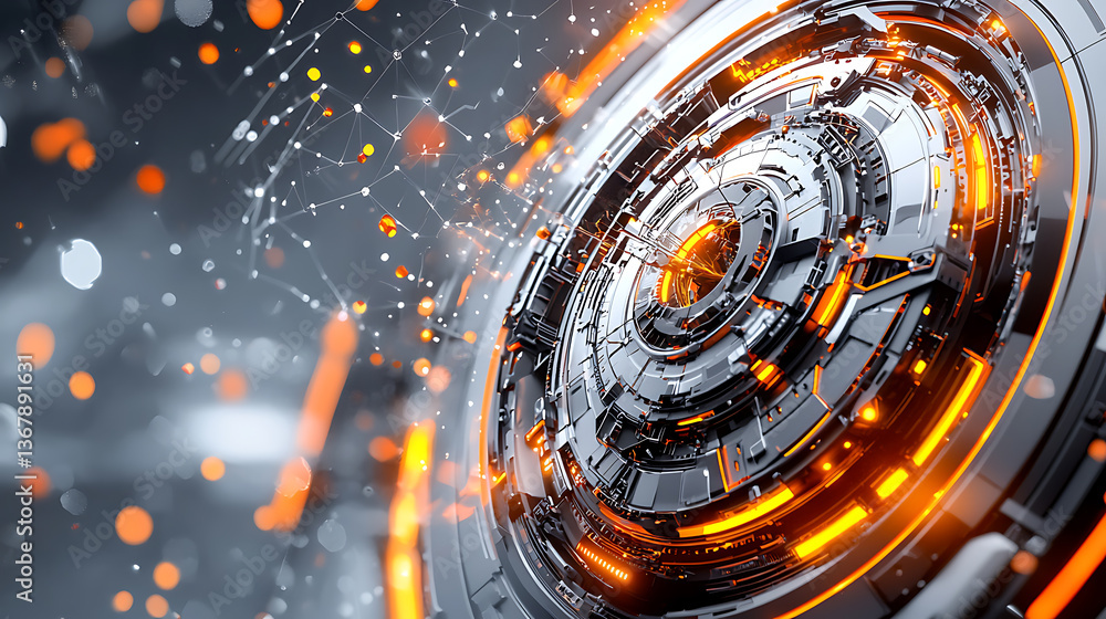 Poster futuristic technology design abstract background digital art high-tech environment close-up view inn