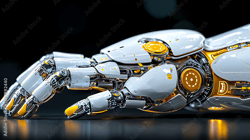 Poster robotic arm demonstration technology lab image of innovation indoor environment close-up view future