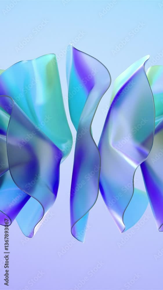 Poster organically animated shapes. abstract paper animation. fluid shapes with rainbow gradient. modern de