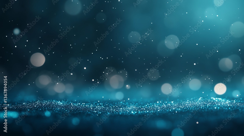 Aufkleber A wide-angle, top-down view captures glowing blue and silver particles forming wave-like patterns, emitting a stunning and futuristic atmosphere of light and movement