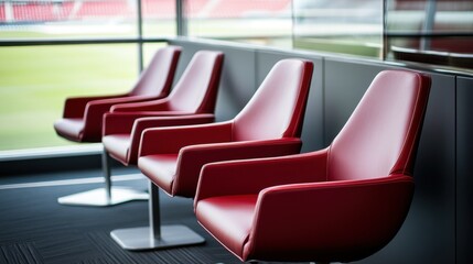 Modern Red Leather Office Chairs in a Sleek Contemporary Setting