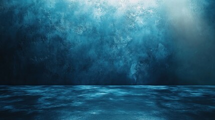 Empty blue room, textured wall, studio background