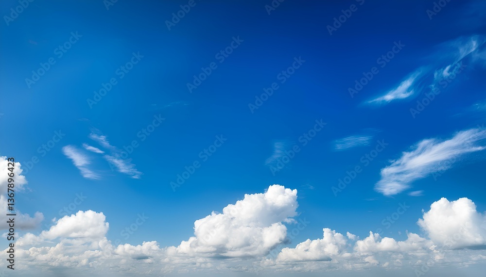 Poster blue sky and clouds with copy space.