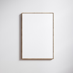 Framed floated canvas mockup close up, 3x5 paper ratio with passepartout and thin frame, 3d render