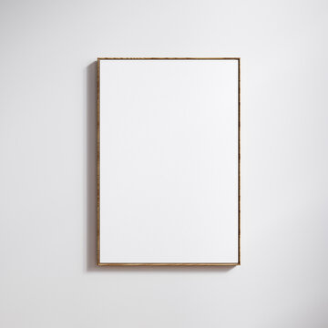 Framed floated canvas mockup close up, 3x5 paper ratio with passepartout and thin frame, 3d render