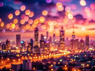 Fototapeta premium Night Pastel Carne Photography: Soft Hues, City Lights, Dreamy Glow