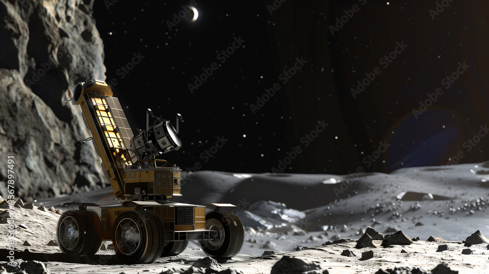 Fototapete This Rover extracts regolith from an asteroid using advanced technology for resource mining.
