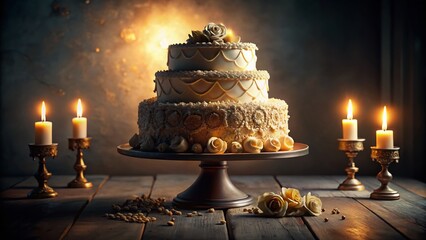 Night Photography: Elegant Polish Christening Cake - Tort na Chrzciny