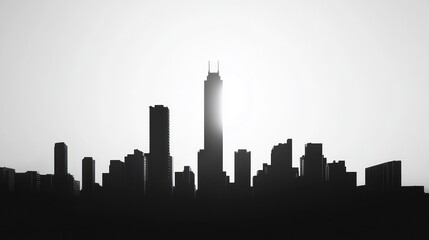 Obraz premium City skyline silhouette at dawn