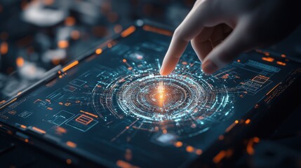 Obraz premium Futuristic interface with glowing circular data