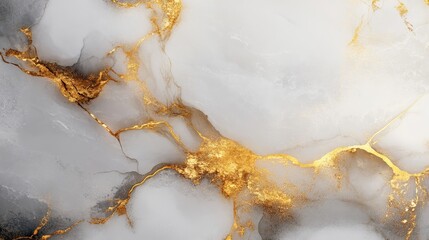 Fototapeta premium Intricate gold veins are a distinctive feature of luxurious white marble texture