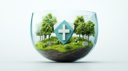 Miniature landscape in a glass bowl