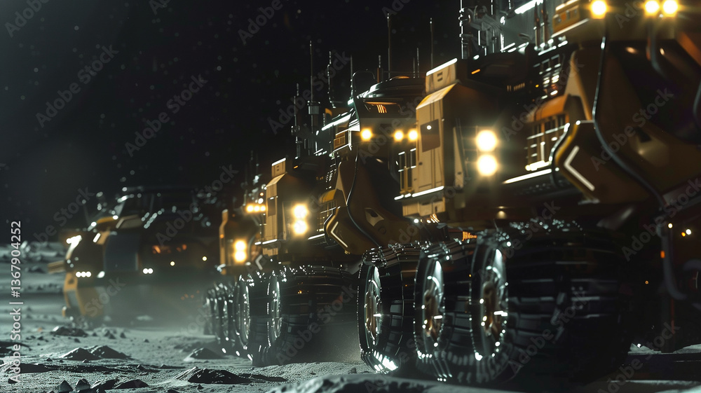 Aufkleber this advanced vehicles engage in regolith excavation on an asteroid to support extraction efforts.