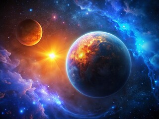 Night Sky Eclipse, Glowing Ethane Gas Planet, Celestial Event, Dark Atmosphere, Cosmic Phenomenon