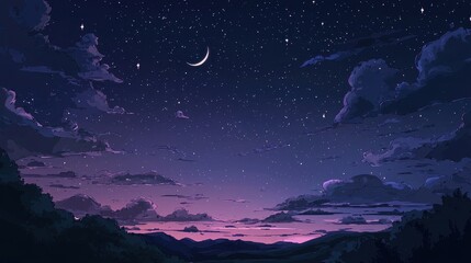 A beautiful artwork depicting a starry night sky scene