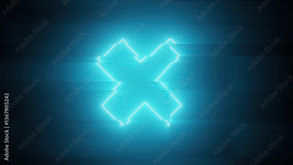 Poster cross shape glitched. computer generated 3d render