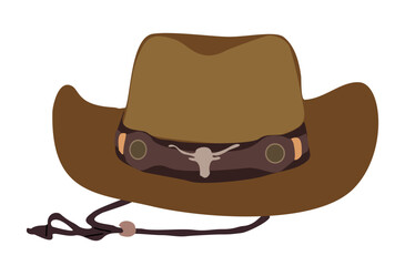 Cowboy hat with traditional western decorations. Wild west fashion style. Cowgirl hat Vector realistic illustration isolated