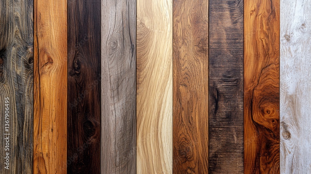 Poster displaying a rich array of melamine wood finishes, this composition highlights the intricate details