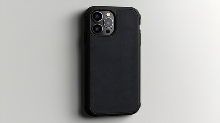 Obraz premium Elegant black smartphone case isolated on a white background perfect for high-quality e-commerce marketing