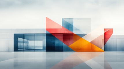 Fototapeta premium Modern architectural design with colorful geometric shapes