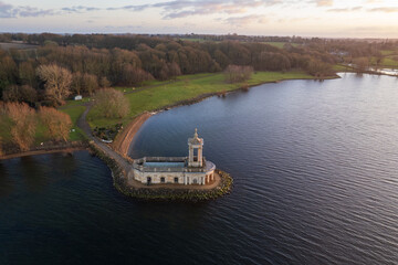 Aerial view of Normanton Church in Rutland