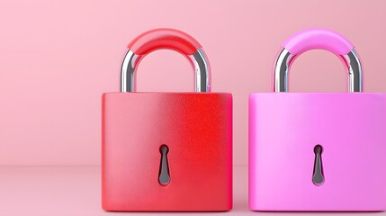 Red and Pink Padlocks on Pink Background