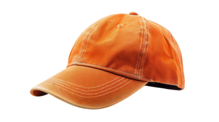 Orange baseball cap isolated on transparent background, perfect for mockups