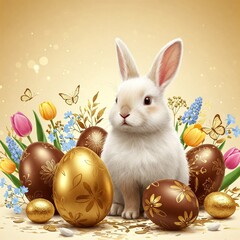 easter bunny with eggs